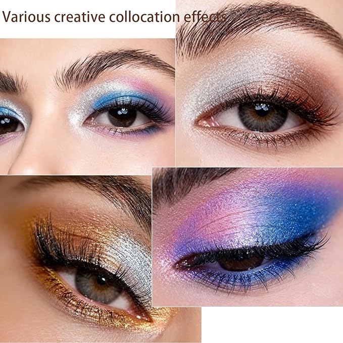 Light Pink Gold Glitter Cream Shimmer Eyeshadow Sticks, Multichrome Matte Eye Shadow Stick, Waterproof and Long-Lasting Smooth Cream Eye Highlighter Stick Makeup for Women, 6 Star Sparkling Pink