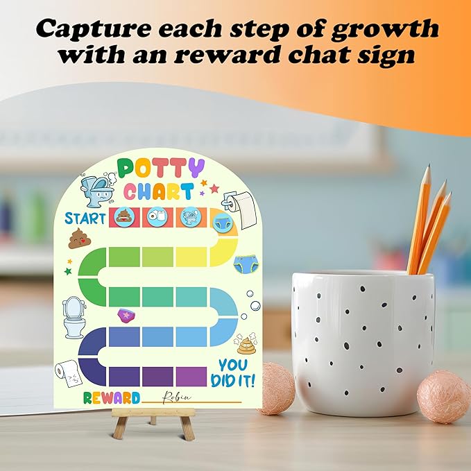 Potty Training Wooden Reward Chart, Behavior Reward Charts, Routine Calendar, Incentive Responsibility Chart for Boys Girls Kids Toddlers Good Habits, 08
