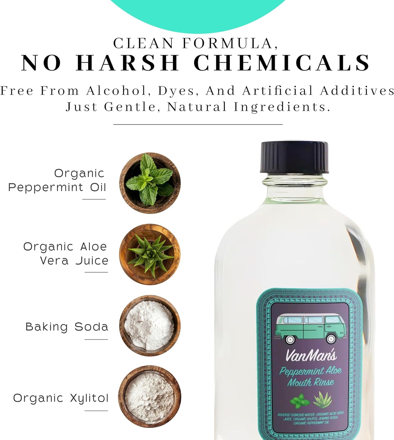 Vanman's - VanMan's Peppermint Aloe Mouth Rinse (8.8 Ounce) - Aloe, Fresh Mint Remineralizing Mouthwash for Gum Health, Bad Breath and Dry Mouth