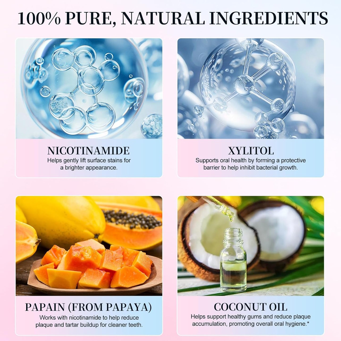 Niacinamide Whitening Toothpaste, 2 Pack Intensive Stain Removal Toothpaste for Yellow Teeth, Gum Care, Fresh Mint & Peach Breath, Tartar Control, Deep Clean for Men and Women, 3.5oz