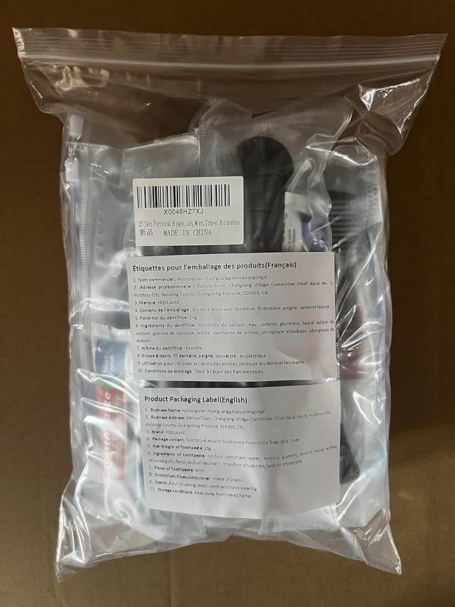 25 Sets Personal Hygiene Kit, Disposable Toothbrushes with Toothpaste Floss Comb Soap and Cover, Toiletry Kits Homeless Bulk for Women,Men,Travel