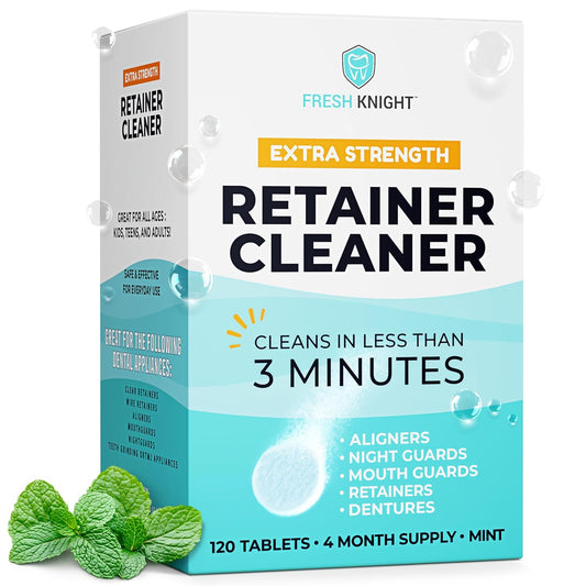 Retainer Cleaner Tablets 120 - Invisalign Cleaner - Denture Cleaner. Efferdent Retainer Cleaner Tablets, Night Guard, Mouth Guards, Aligners & Dental Appliance Cleaner - 4 Month Supply.