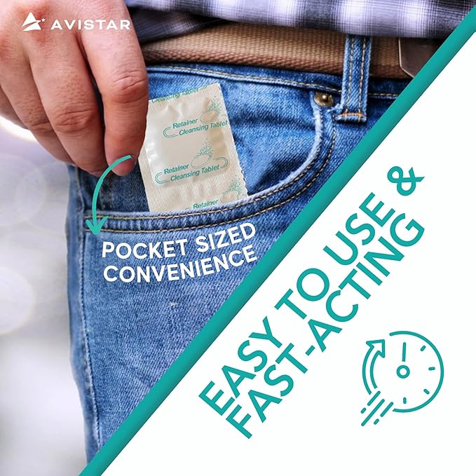 Retainer & Mouth Guard Cleaner Tablets - Mint Flavor Retainer Cleaner Tablets & Invisalign Cleaner -Denture Cleaning Tablets, Denture Cleaner, Aligners, Night Guard - Oral Dental Care FSA HSA Approved