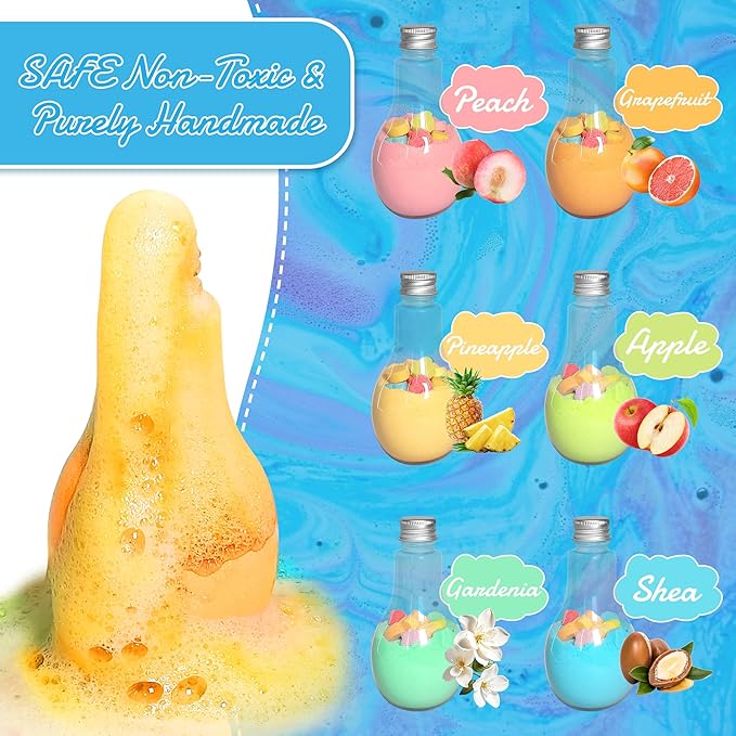 FIREKOTO® 8pcs Purely Handmade Kids' Rainbow Interactive Bath Bombs kids Potions丨Organic Colorful Bubble Bath for Kids Safe, Best Birthday, Party, Easter Bath Bombs Gift Set for Girls and Boys(8-Pack)