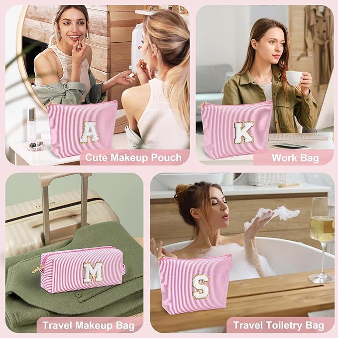 YOOLIFE Birthday Gift for Kids Teen Girls Gifts for Girls, Pink Makeup Bag Cosmetic Bag Daughter Sister Gifts Birthday for Women Teacher Gifts Preppy Makeup Bag Mothers Day Gifts L