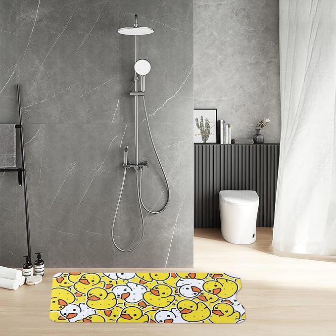 Bathtub Mat Kids Baby Non Slip Shower Mat 40X16 Inch Extra Long Toddler Anti Slip Bath Mats for tub Mat with Suction Cups and Drain Holes,Yellow Duck
