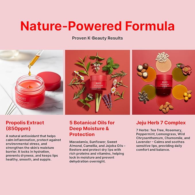 Jigott Korean Skincare Propolis Honey Lip Sleeping Mask – Nourishing Overnight Lip Treatment for Dry & Chapped Lips, K-Beauty Hydrating Lip Balm with Propolis Extract, Repairs & Softens Lips (20g)