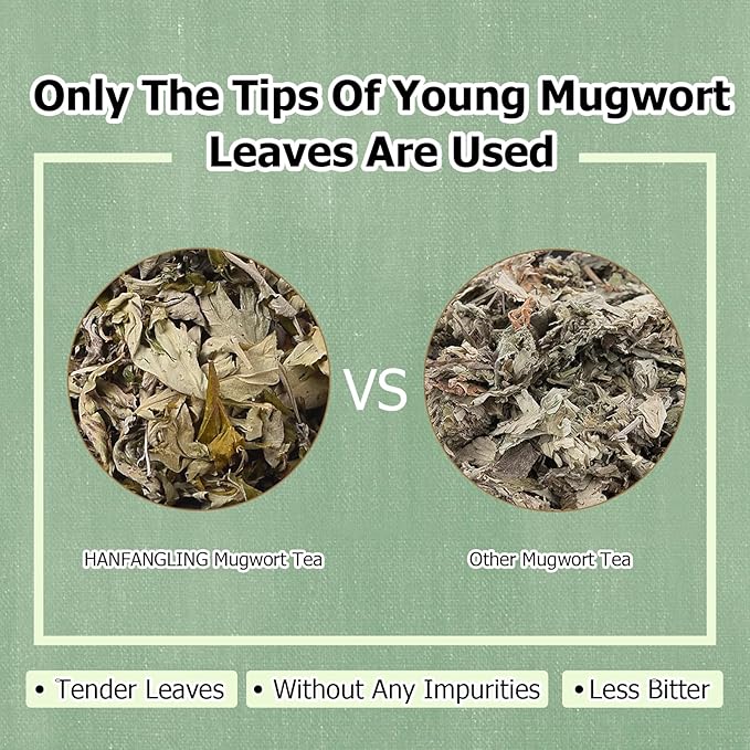 HANFANGLING Mugwort Tea, Natural Herbal Tea, Refreshing, Made from Premium Natural Mugwort Buds, Gift Tea (Loose Leaf)