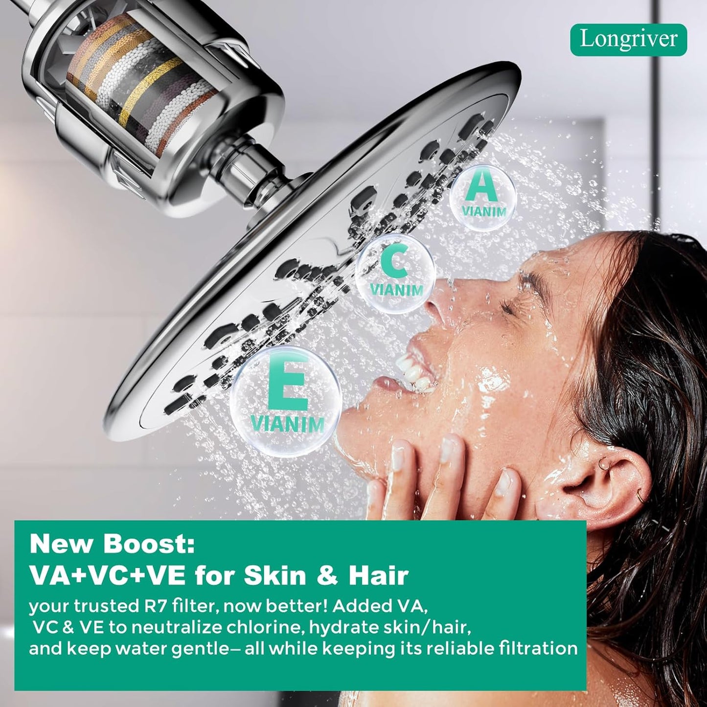 1 Pack 33 Stage Universal Shower Filter Replacement Cartridge V+C+E- Hard Water Purifier Removes Chlorine, Heavy Metals, Iron, Sediments - High Output Water Softener for Skin & Hair