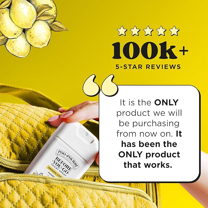 Poo-Pourri Before-You-Go Pocket Toilet Spray, Travel Essentials, Original Citrus, 1 Fl Oz, Up to 50 Uses, On-The-Go Bathroom Odor Deodorizer with Essential Oils, TSA Approved Size, Lemon Bergamot