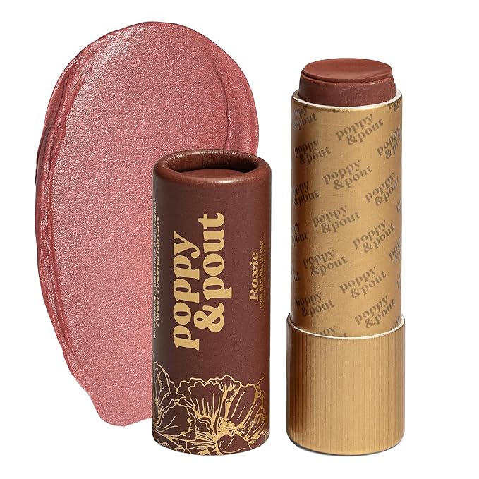 Poppy & Pout All Natural Lip Tint, Cardboard Tube, Hand-Filled, Beeswax, Vitamin E, Coconut Oil, Cruelty Free, All-Natural Shades (Roxie)