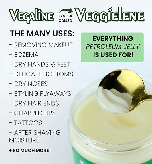 Beesaluxe Veggielene - 100% Natural, Vegan & Hypoallergenic Alternative to Petroleum Jelly - Unpetroleum - Lips, Hands, Baby, Makeup Remover and More (2 Ounce)