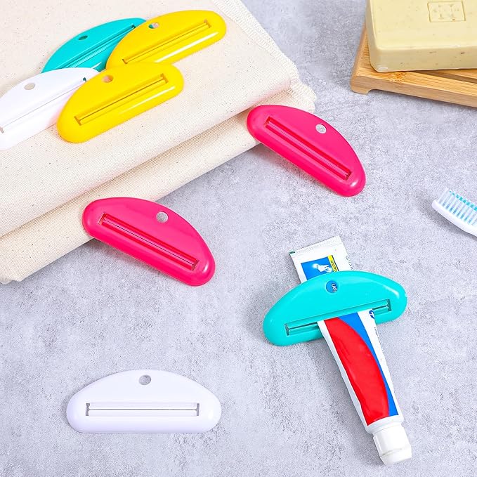 8 Pcs Toothpaste Squeezer Plastic Toothpaste Tube Squeezer Holder Clip Roller Tool for Bathroom Saving Facial Cleanser Creams Paint (Colorful)