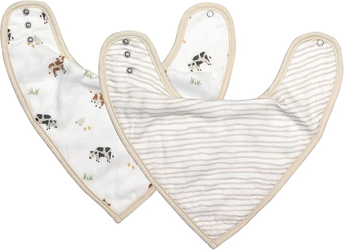 Bamboo Little Baby Bibs (Pack of 2) - Bibs with Adjustable Snaps- Absorbent Terry Backing