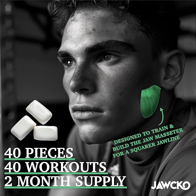 JAWCKO Ultra-tough Jawline Chewing Gum Variety 6-Pack | Get a Stronger, Squarer Jawline | 15X Hardness | Jaw Training Hard Gum | Chisel, Sculpt, Tone your Jaw | Facial Fitness Mewing Gum | 6X Flavors