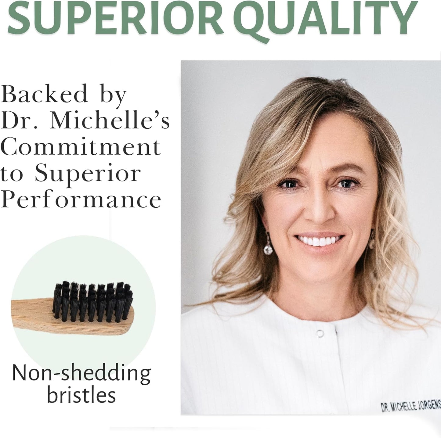 Living Well with Dr. Michelle Bamboo Toothbrushes (4 Pack) Eco-Friendly, Natural, BPA Free & Biodegradable, Infused with Charcoal, Wood Color Tooth Brushes for Adults