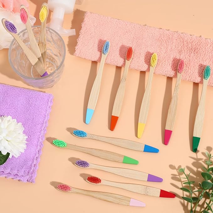 20 Pieces Kids Bamboo Soft Bristles Toothbrushes Toddler Toothbrush Manual Travel Toothbrushes for Kids Children Home School Travel Teeth Oral Dental Care, 5.7 Inch, Individually Wrapped