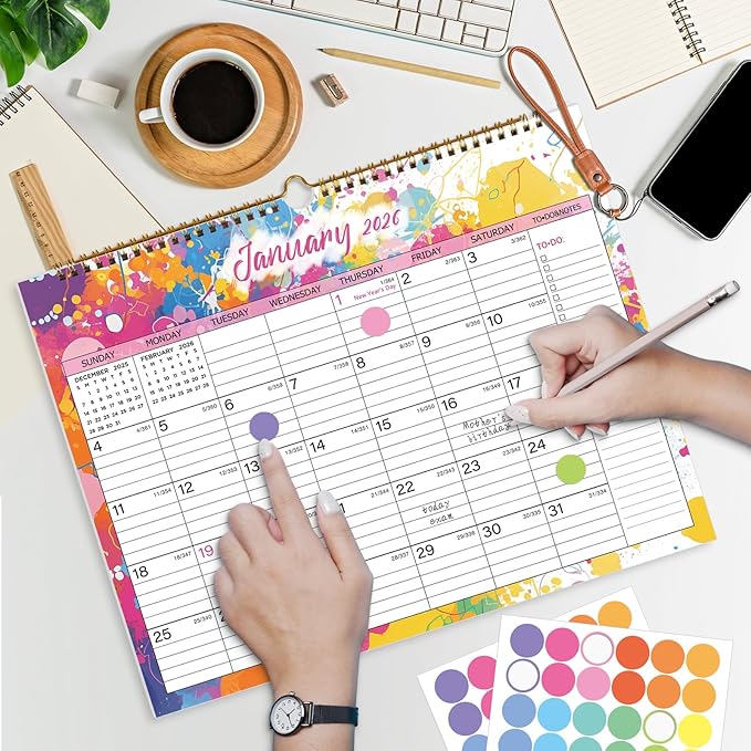 2026 Calendar 12 Month Wall Calendar 2026, Jan to Dec 2026 Calendar with Julian Dates, 14.8" X 11.5" (2026 Wall Calendar Colorful)