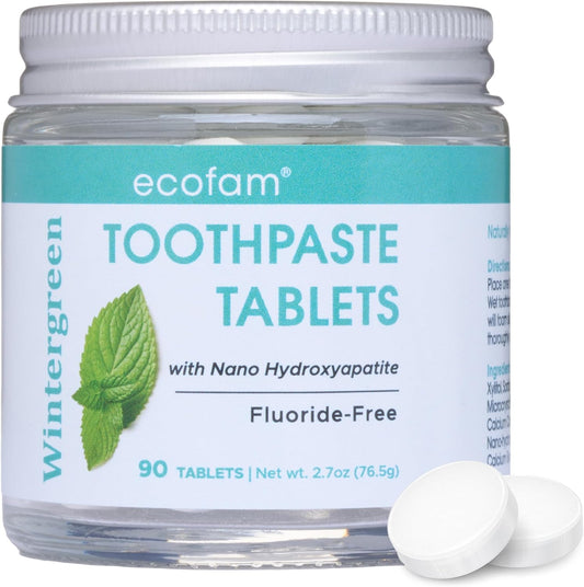Toothpaste Tablets – Wintergreen | Nano Hydroxyapatite Toothpaste Tablets Chewable | Fluoride Free l 90 Tabs