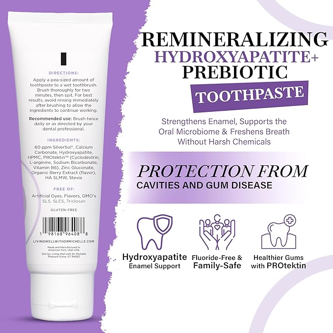 Kids Hydroxyapatite Toothpaste – Natural Mixed Berry – Fluoride-Free Remineralizing Toothpaste with PROtektin – Strengthens Enamel & Supports Oral Microbiome – 4 oz