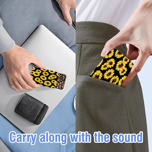 Portable Dental Floss Case, Refillable Cute Travel Floss Dispenser for Men & Women, Pocket Travel Floss Picks Case for Purse, Backpack, Bag Bright Yellow Sunflowers