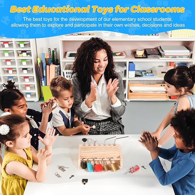 Montessori Screwdriver Board Set-Lock and Key Toy,Montessori Busy Board Toys for 3 4 5 Year Old,Kids Tool Set,Preschool Learning Sensory - Fine Motor Skills - STEM Toys