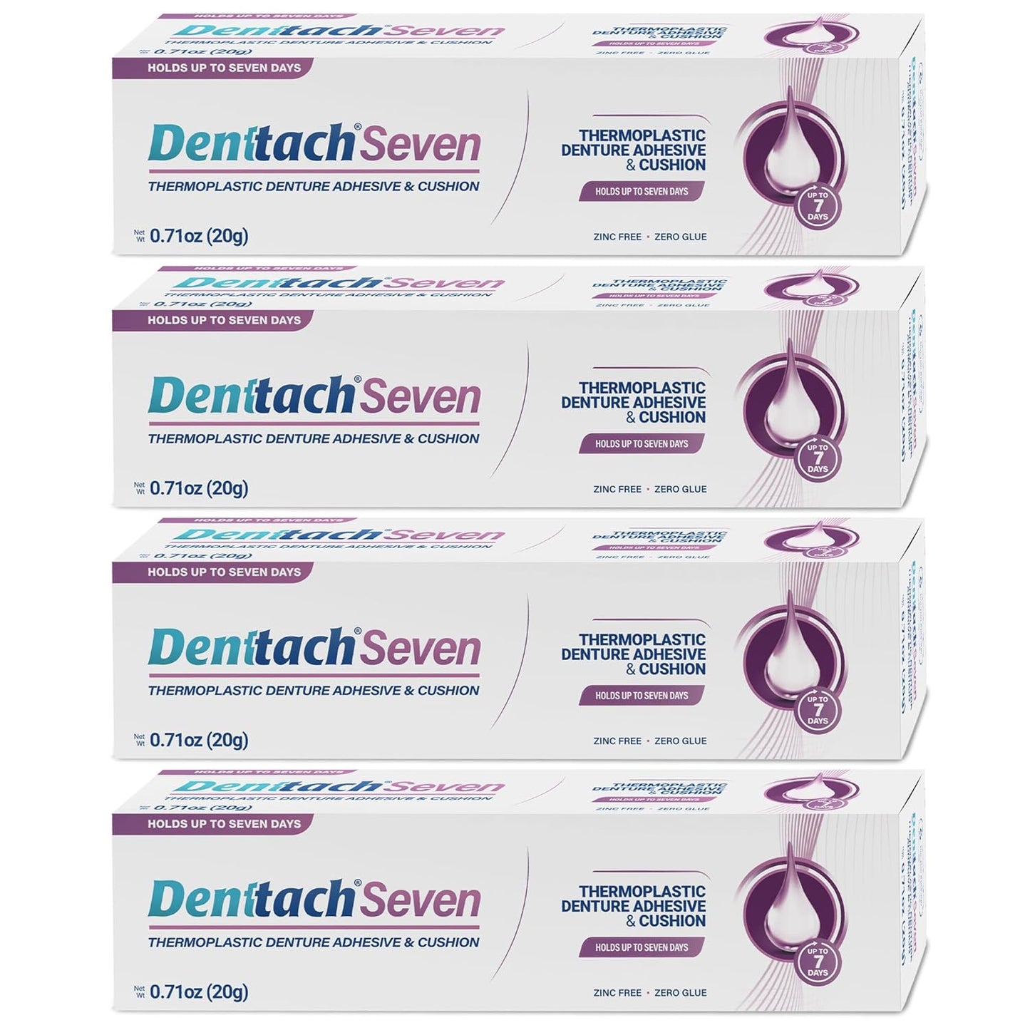 Denttach Seven Denture Adhesive, Thermoplastic Denture Cushion and Reliner, Upper and Lower Denture Comfort for Up to 7 Days, Zero Glue, Zinc Free (4)