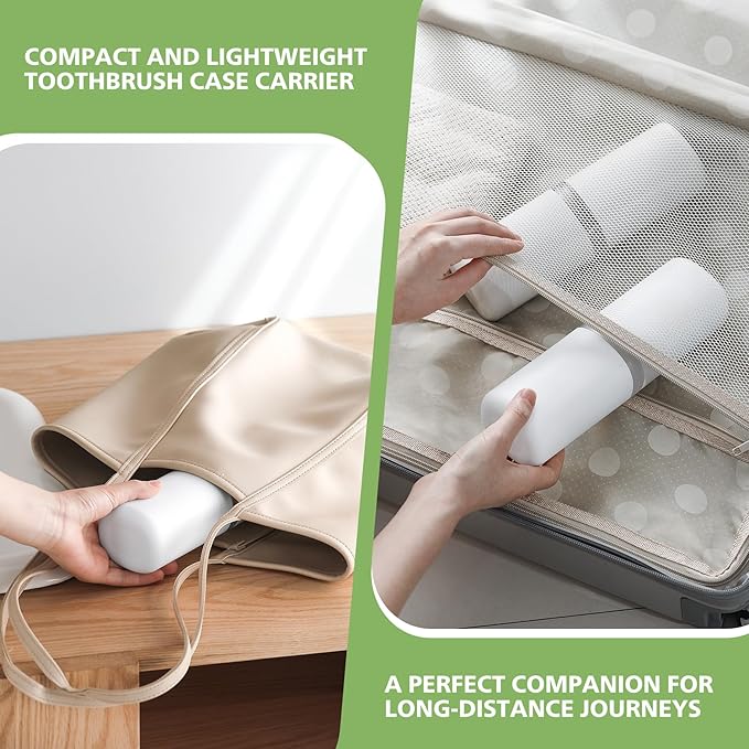 Baluca Travel Toothbrush Case, Portable Tooth Brush Holder and Toothpaste Cover Container with Mouthwash Cup, Compact Oral Clean Tools Organizer for Traveling/Camping/School/Home (White, Extra Large)