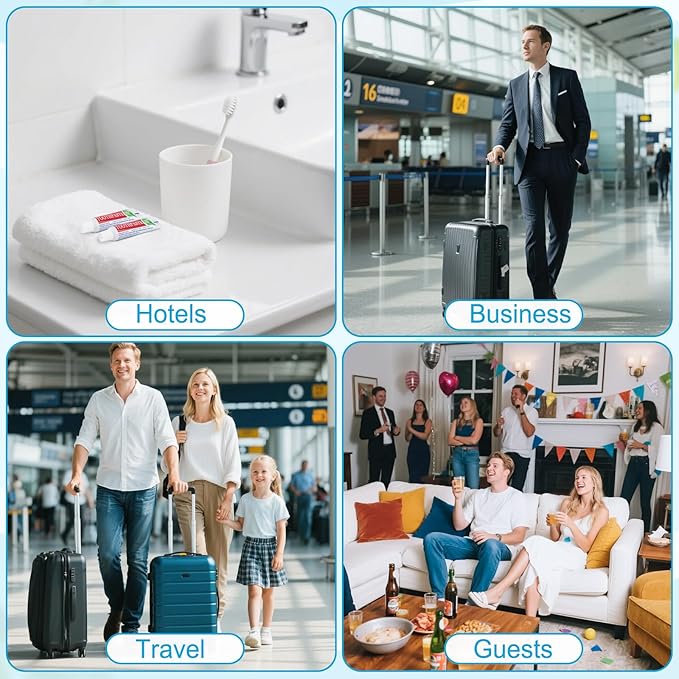 10 Tubes Travel Size Toothpaste in Bulk, Disposable Mini Mint Compact Small Pocket Size Essential Toothpaste for Vacation Hotel Shelter Homeless Nursing Home Charity Camping Single Use 0.17 oz/ 5g