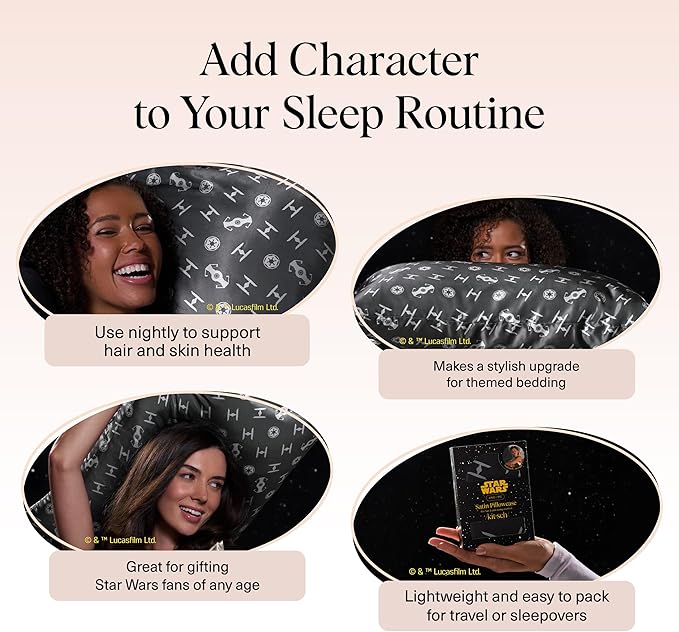 Kitsch x Star Wars Galactic Empire Satin Pillowcase | Satin Pillowcase with Zipper, Better Than Silk Pillowcase | Frizz-Reducing Pillow Case for Hair & Skin Care, Cooling & Breathable - King