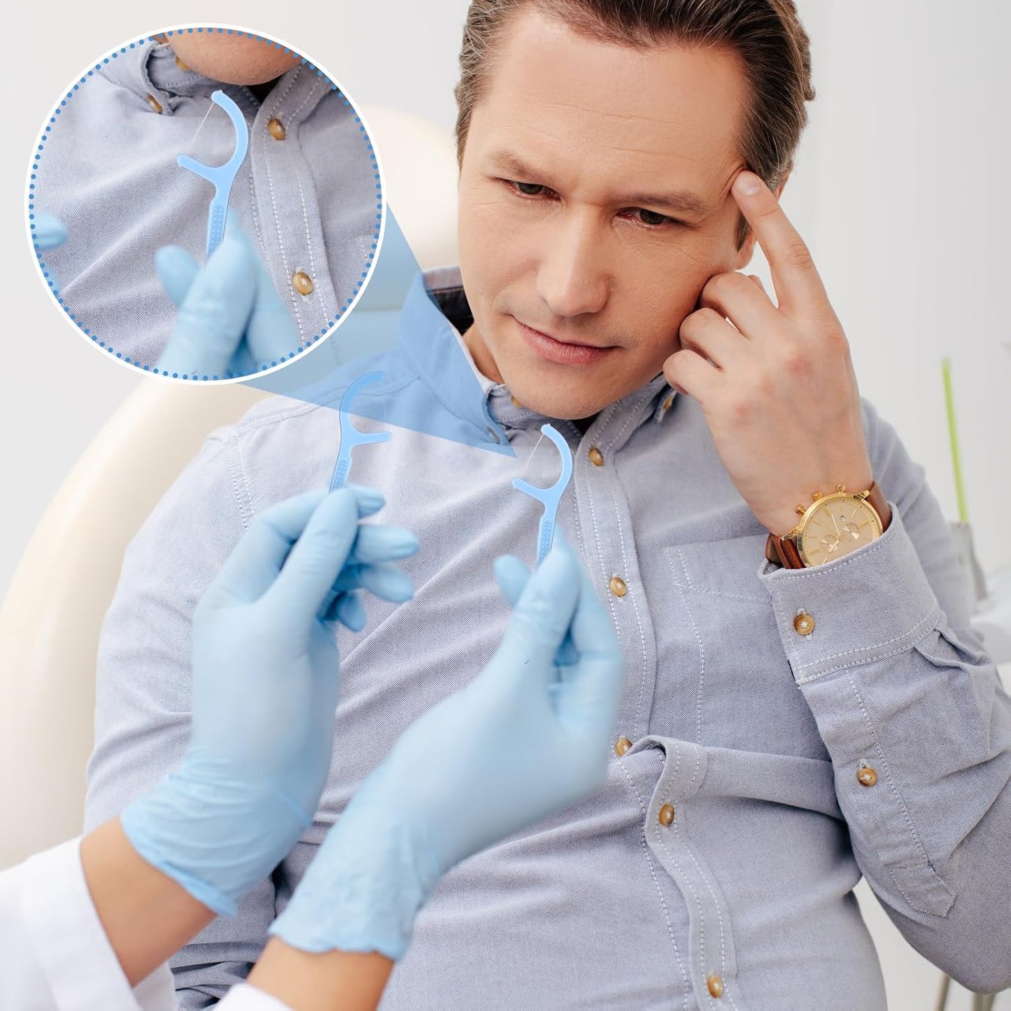 Dandat 2000 pcs Dental Floss Picks Bulk High Toughness Clean Tooth Picks Flossers Dental Floss Flossers for Teeth Cleaning Family Travel Tight Space Cleaning Plaque Remover (Blue)