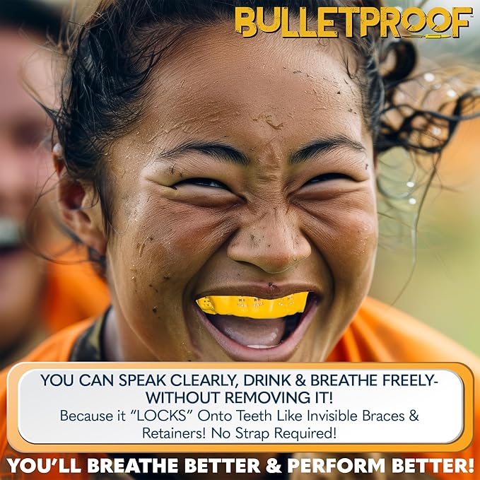 Bulletproof: World’s Thinnest Most Breathable Mouthguard is 3X Stronger! Football MMA Hockey Rugby Basketball BJJ Lacrosse Boxing Sports Mouth Guard Grinding Teeth. Boys Girls Adult Youth Kids Braces