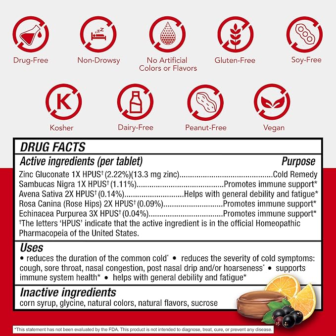 Cold-Eeze Plus Defense Natural Citrus with Elderberry Zinc Lozenges, 25 Ct (Pack of 2)