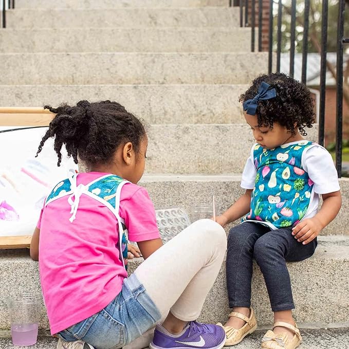 BapronBaby Organic Produce Bapron - No Neck Tie Safer Bib for Baby & Toddler - Soft Waterproof Stain Resistant - Machine Washable - Sz Preschool 3-5yrs