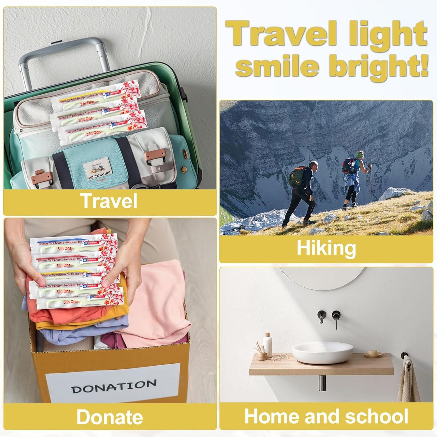 100 Pack Disposable Toothbrushes with Toothpaste and Comb for Homeless Individually Wrapped-Suitable for Hotel,Air Bnb,Shelter/Homeless/Nursing Home/Charity 1