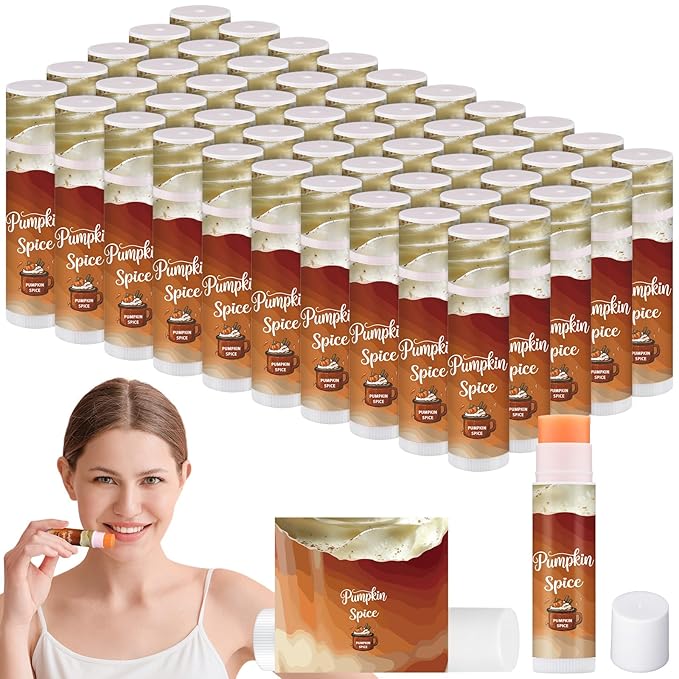 25 Pcs Pumpkin Spice Lip Balm Bulk Fall Thanksgiving Party Favor Basket Stuffers Small Thank You Appreciation Gifts Advent Beauty Calendar for Adult Women Men Employee Coworker Staff Teacher Customer