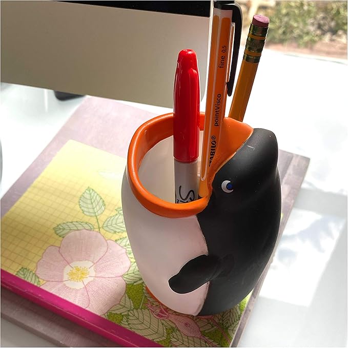 Kids Toothbrush Holder Toothbrush Organizer – Durable Silicone Animal Tooth Brush Holder – Easy to Clean Toothbrush and Toothpaste Holder – Toothbrush Holders for Bathrooms by Lily’s Home [Penguin]