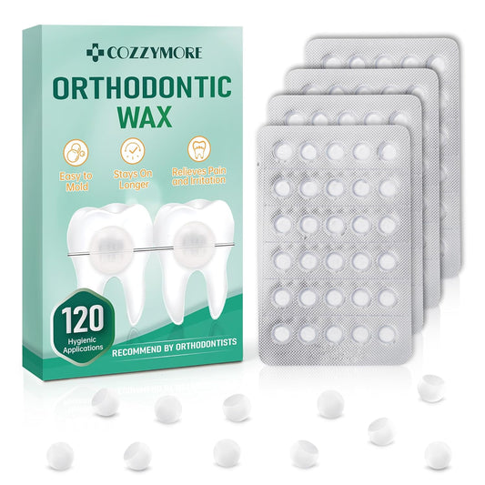 120 Braces Wax, Orthodontic Wax for Dental Wax Dots Easy Molding Long-Lasting Hold, Food-Grade Dental Wax Individually Sealed Packets, Portable and Easy to Tear