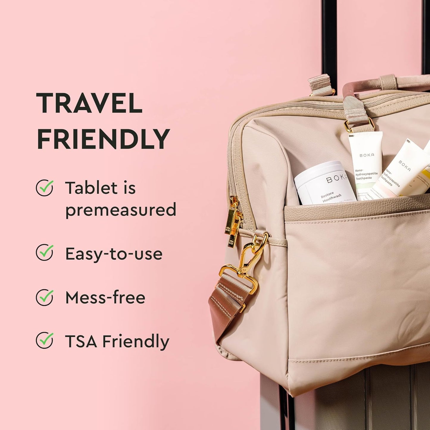 Boka Travel Size Mouthwash Tablets - Hydroxyapatite, Fluoride Free & Alcohol Free - Chewable Tablets to Freshen Breath, Kill Odor Quickly & Helps Remineralize Teeth - (90 Pcs, Citrus Mint)