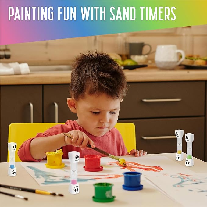 TeaherFav 2 Minute Toothbrush Sand Timer for Kids -Set of 4 Small Blue, Pink, Yellow and Green Smiley Hour Glass