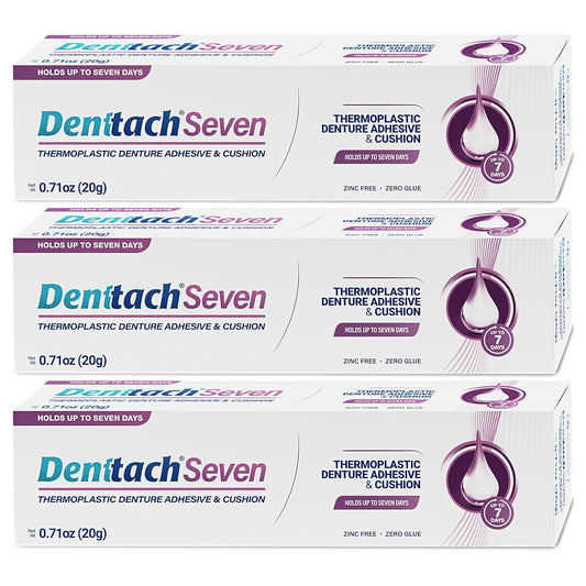 Denttach Denture Adhesive, Thermoplastic Denture Adhesive, Cushion and Reliner, Comfortable, Secure Denture Grip for Up to 7 Days, Non Glue, Zinc Free, Long Holding Denture Reliner (Pack of 3)