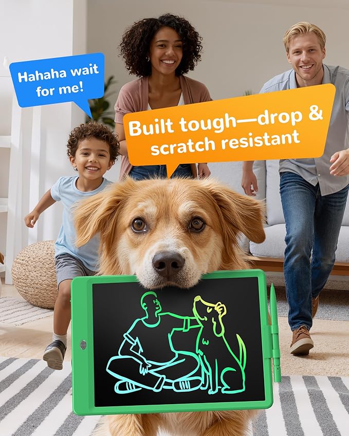 KOKODI LCD Writing Tablet, 10 Inch Colorful Toddler Doodle Board Drawing Tablet, Erasable Reusable Electronic Drawing Pads, Educational and Learning Toy for 3-6 Years Old Boy and Girls(Green)