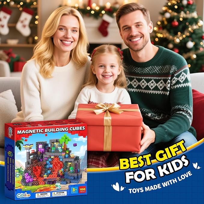 Coodoo Magnetic Blocks Mine Magnet World Kids Toys, Magnetic Building Blocks STEM Outdoor Toys for 3-5 5-7 4-8 Years Old Boys & Girls, Sensory Kids Games and Birthday Gifts for Age 3+ Years Old