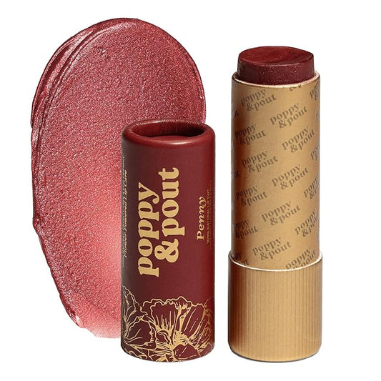 Poppy & Pout All Natural Lip Tint, Cardboard Tube, Hand-Filled, Beeswax, Vitamin E, Coconut Oil, Cruelty Free, All-Natural Shades (Penny)