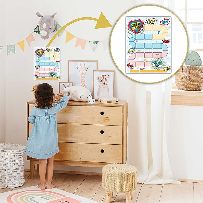20 Superhero Reward Chart with 432 Round Stickers, Incentive Behavior Chart for Kids at Home Classroom, Kids Routine Daily Chore Sticker Chart-B12