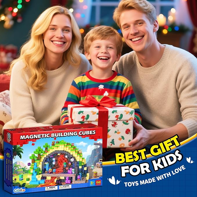 Coodoo 150PCS Magnetic Blocks, Build Mine Magnet World Set, Toddler Outdoor Toys STEM Construction Building Blocks Toy, Magnetic Tiles Sensory Kids Toys for 3+ Year Old Kids Boys Girls Ages 3 4 5 6