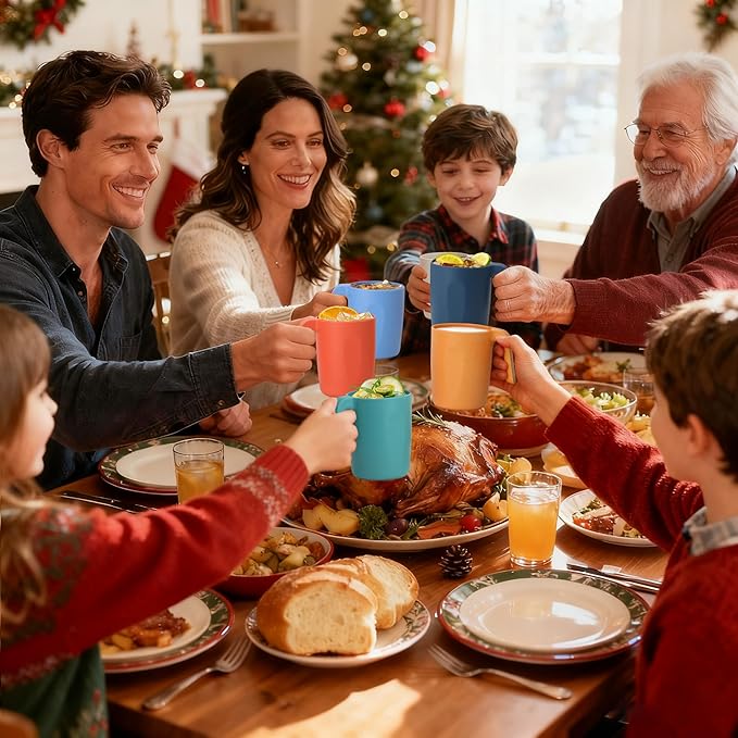 Homienly Wheat Straw Coffee Mugs, Alternative to Plastic Coffee Cups, Set of 6, Unbreakable Camping Coffee Mugs, 16 OZ Cups for Tea, Coffee, Milk, Dishwasher and Microwave Safe Kids Mug, Multi