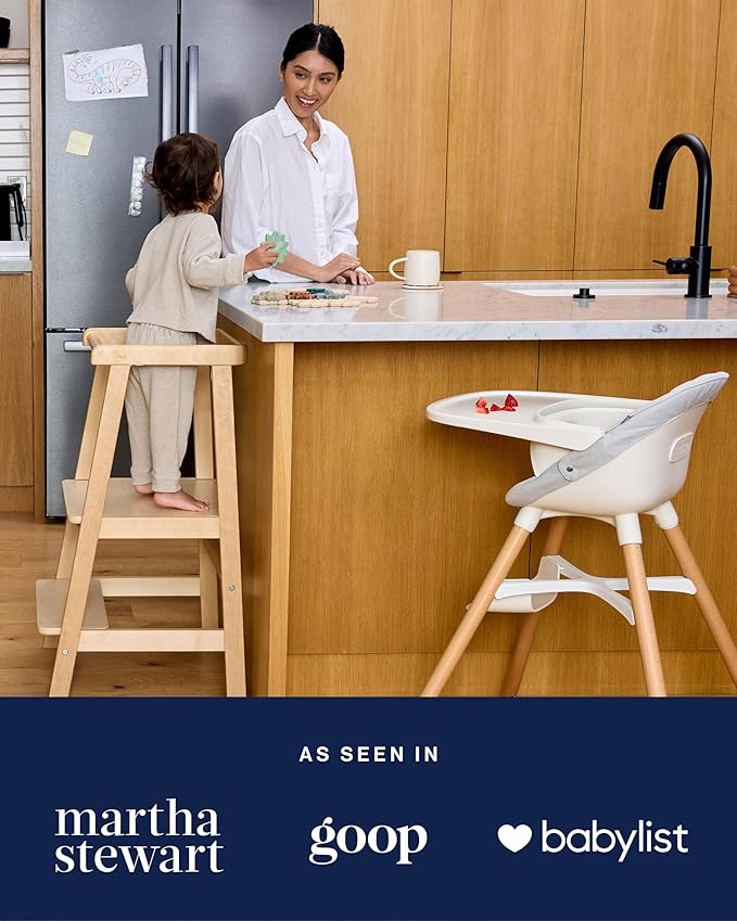 Lalo The Tower - Adjustable Height Toddler Kitchen Stool, Made from Sustainable Birch, Non-Toxic Finish, Supports Up to 200 lbs, Safe and Stylish Standing Tower for Toddlers, Easy to Clean