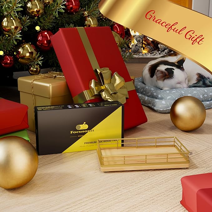 Wooden Decorative Tray, Oak 7.5" L Coffee Table Tray for Kitchen Countertop Soap Sponge Holder for Dresser Perfume Jewelry Candle Nightstand Table Centerpieces for Dining Room Decor Natural