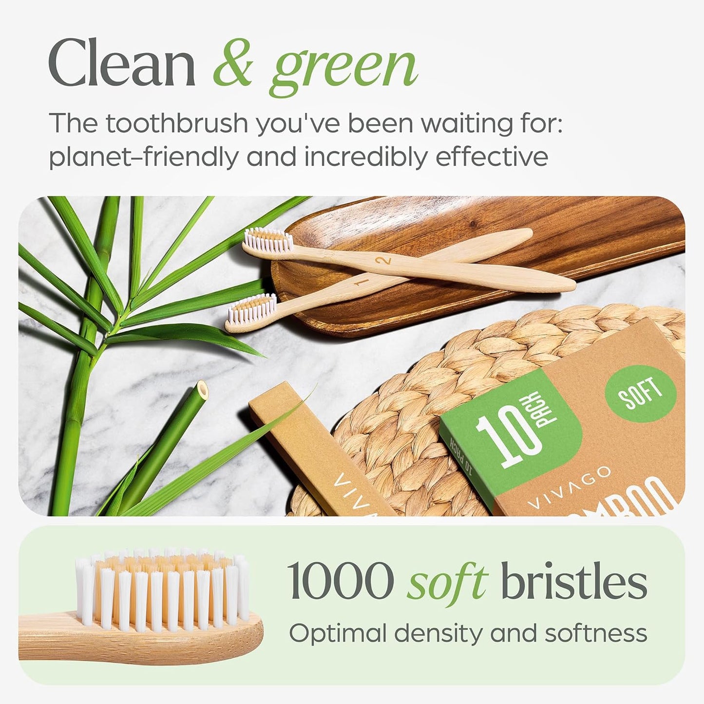Bamboo Toothbrushes Bulk Soft Bristles (50 Pack) - Eco-Friendly, Natural Wooden Toothbrush